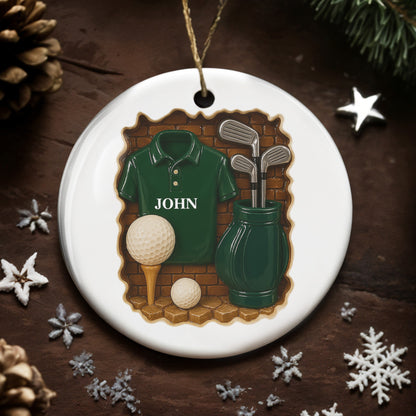 Celebra tu pasión por el golf con este adorno personalizado - Adorno de cerámica redondo personalizado - GOLF005_RCE
