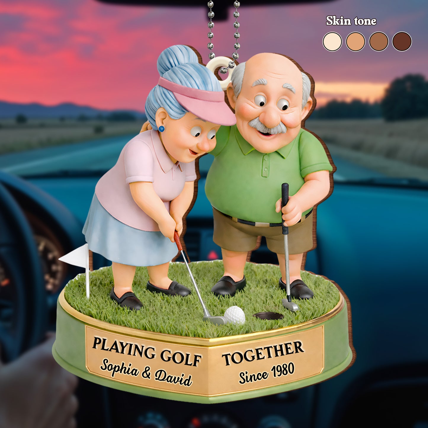 Playing Golf Together Elderly Couple