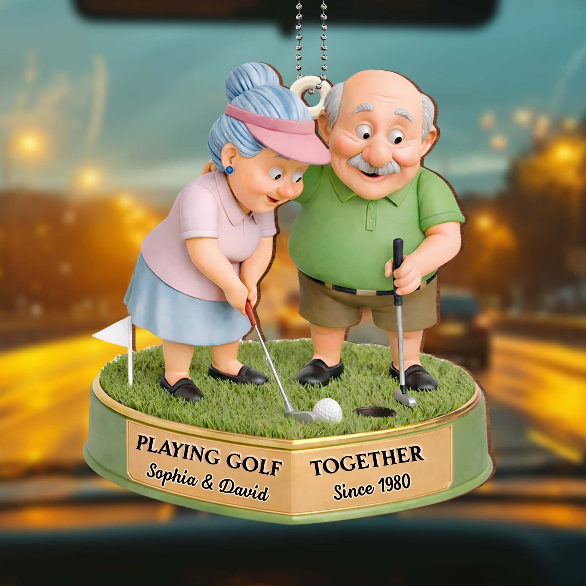 Playing Golf Together Elderly Couple