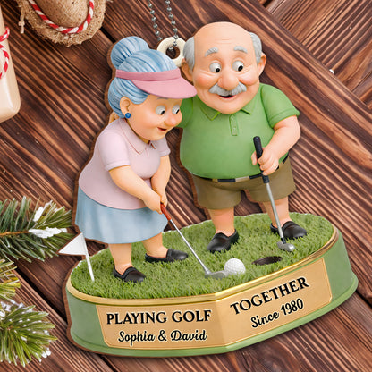 Playing Golf Together Elderly Couple