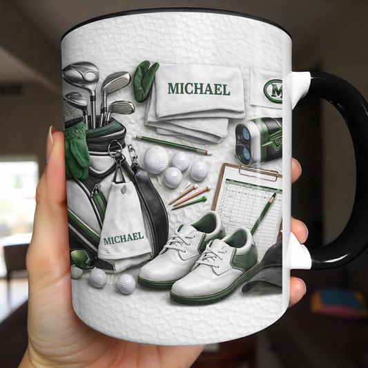 Customizable Golf Enthusiast Design With Clubs And Balls