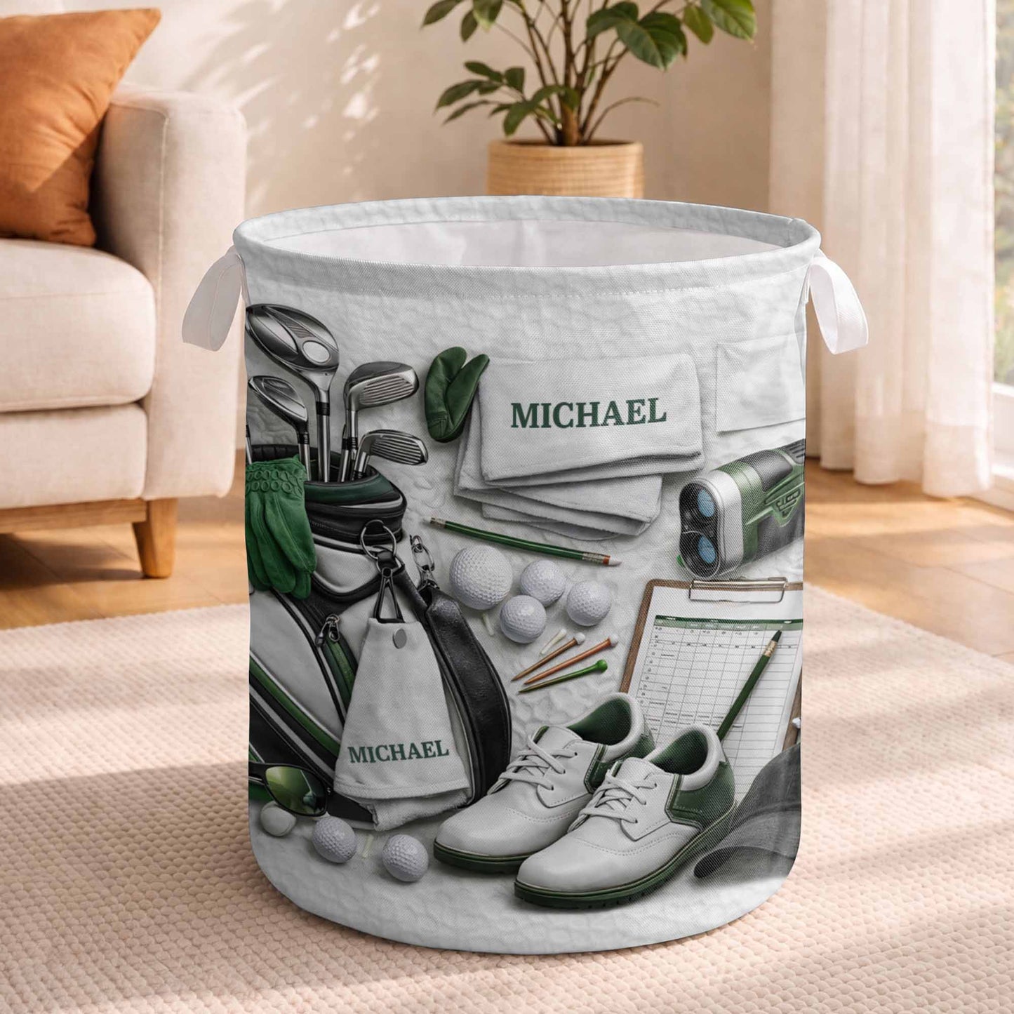Master Of The Green Golf Clubs And Balls With 3D Effect - Personalized Basket - GOLF012_BASK