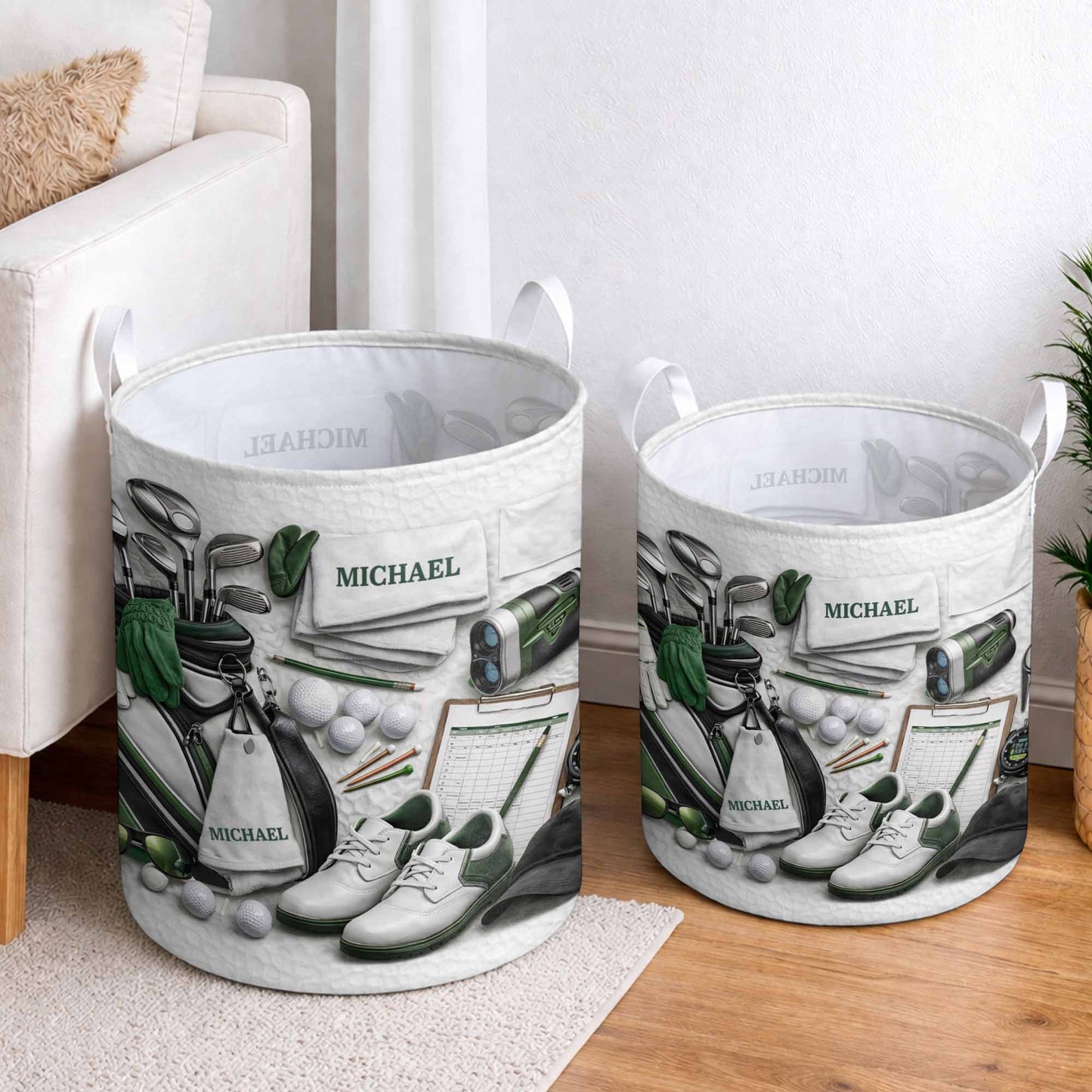 Master Of The Green Golf Clubs And Balls With 3D Effect - Personalized Basket - GOLF012_BASK