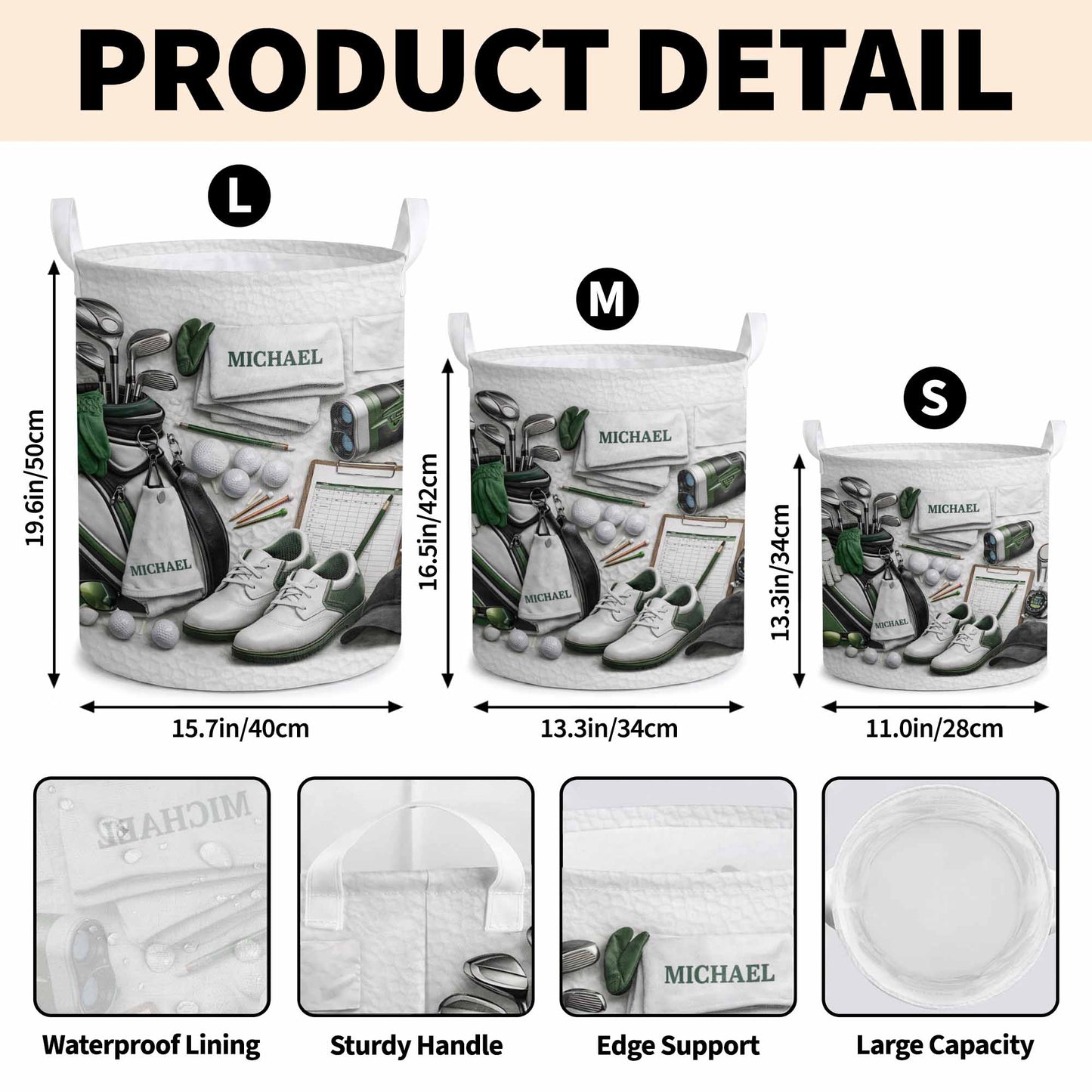 Master Of The Green Golf Clubs And Balls With 3D Effect - Personalized Basket - GOLF012_BASK