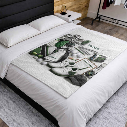 Golf Gear Collection For The Pro With 3D Effect Clubs And Balls - Personalized Custom Blanket - GOLF012_BLK