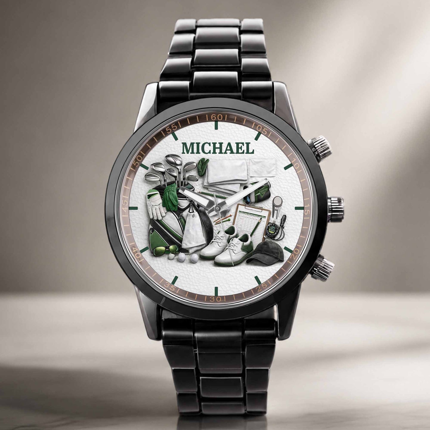 Master Of The Green Golf Clubs And Shoes Custom Watch - Personalized Custom Men's Watch - GOLF012_CUMWA