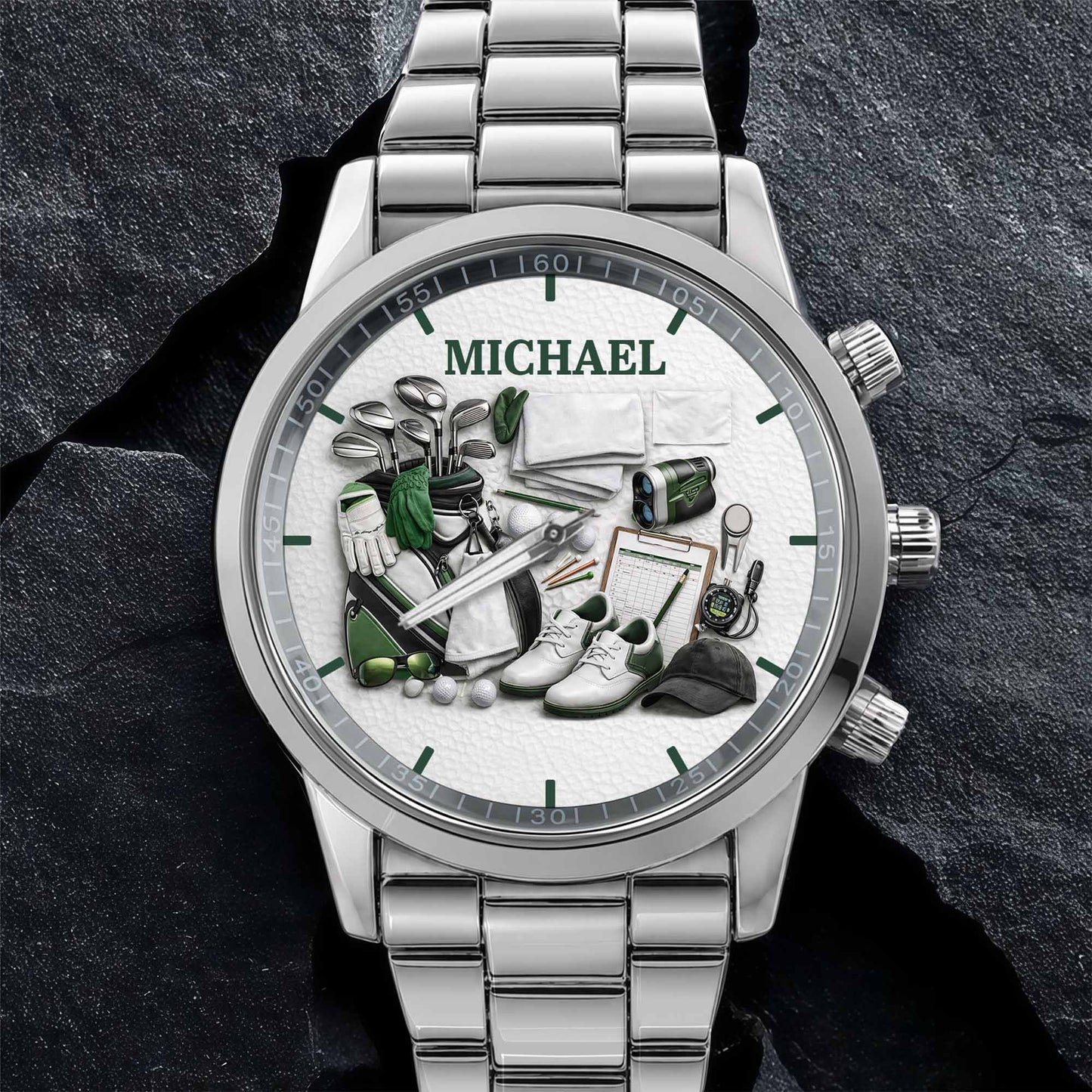 Master Of The Green Golf Clubs And Shoes Custom Watch - Personalized Custom Men's Watch - GOLF012_CUMWA