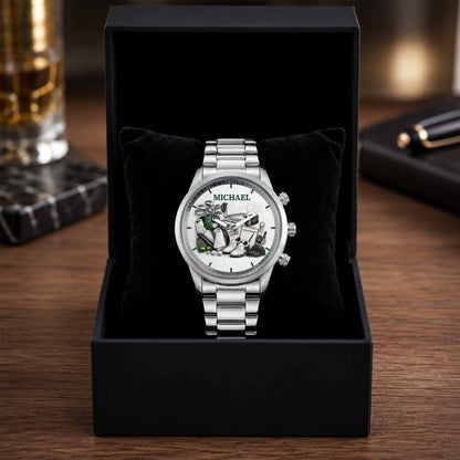 Master Of The Green Golf Clubs And Shoes Custom Watch - Personalized Custom Men's Watch - GOLF012_CUMWA