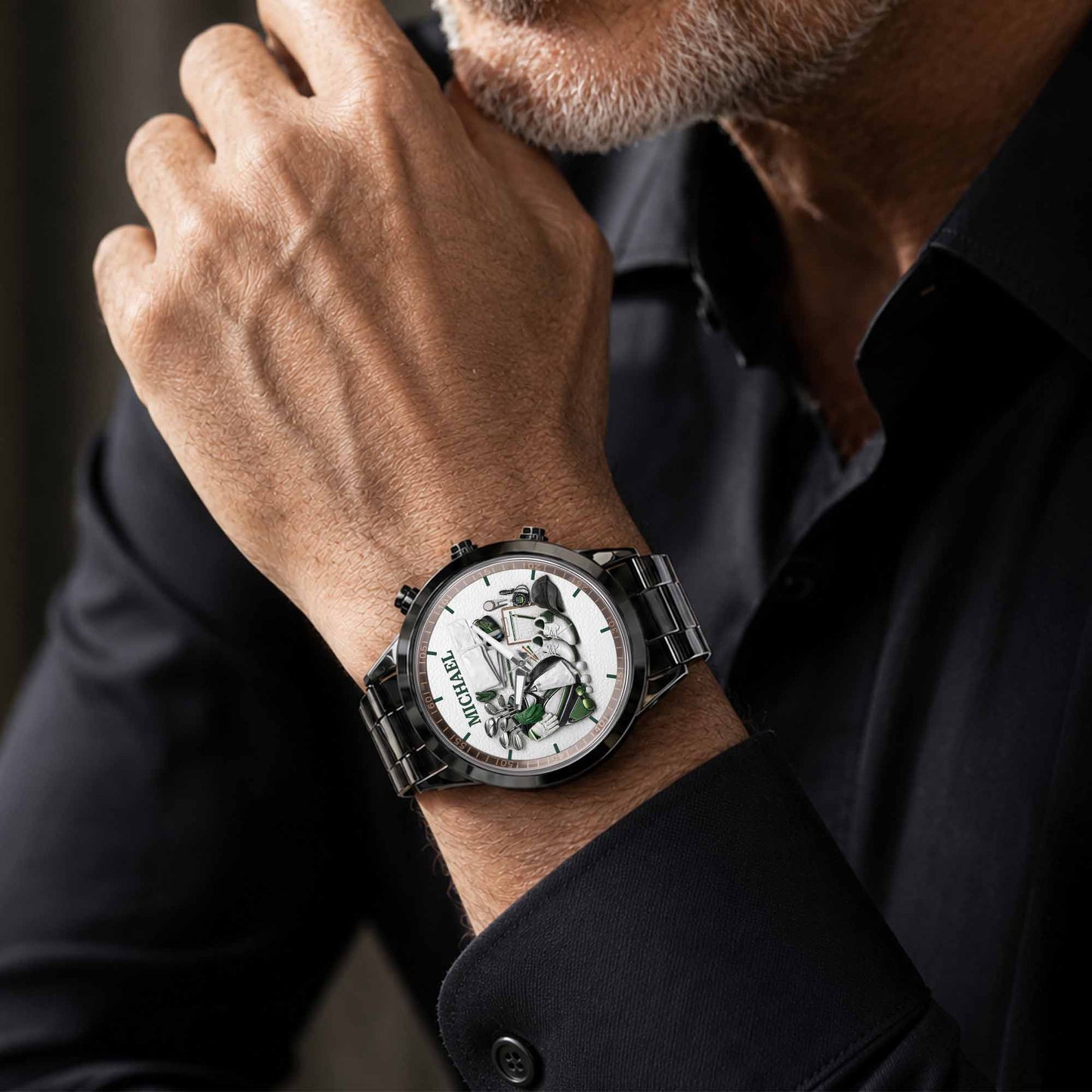 Master Of The Green Golf Clubs And Shoes Custom Watch - Personalized Custom Men's Watch - GOLF012_CUMWA