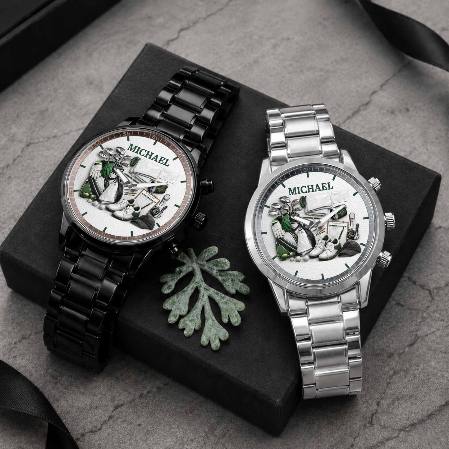 Master Of The Green Golf Clubs And Shoes Custom Watch - Personalized Custom Men's Watch - GOLF012_CUMWA