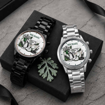 Master Of The Green Golf Clubs And Shoes Custom Watch - Personalized Custom Men's Watch - GOLF012_CUMWA