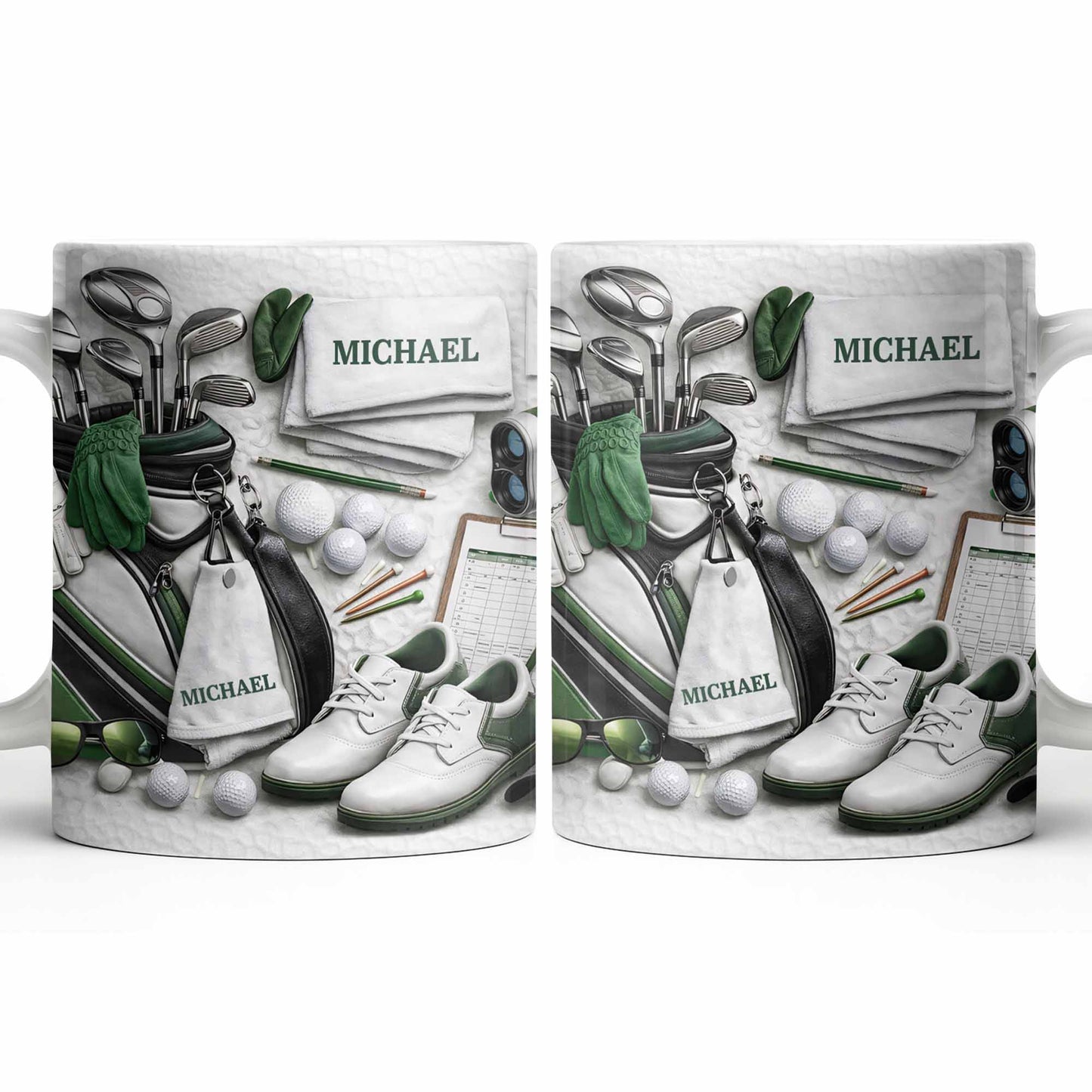 Customizable Golf Themed Mug With Clubs And Balls