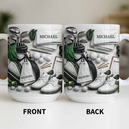Customizable Golf Themed Mug With Clubs And Balls