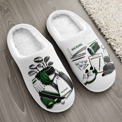 Eat Sleep Golf Repeat With Golf Clubs And Equipment - Personalized Unisex Slippers - GOLF012_SLIP