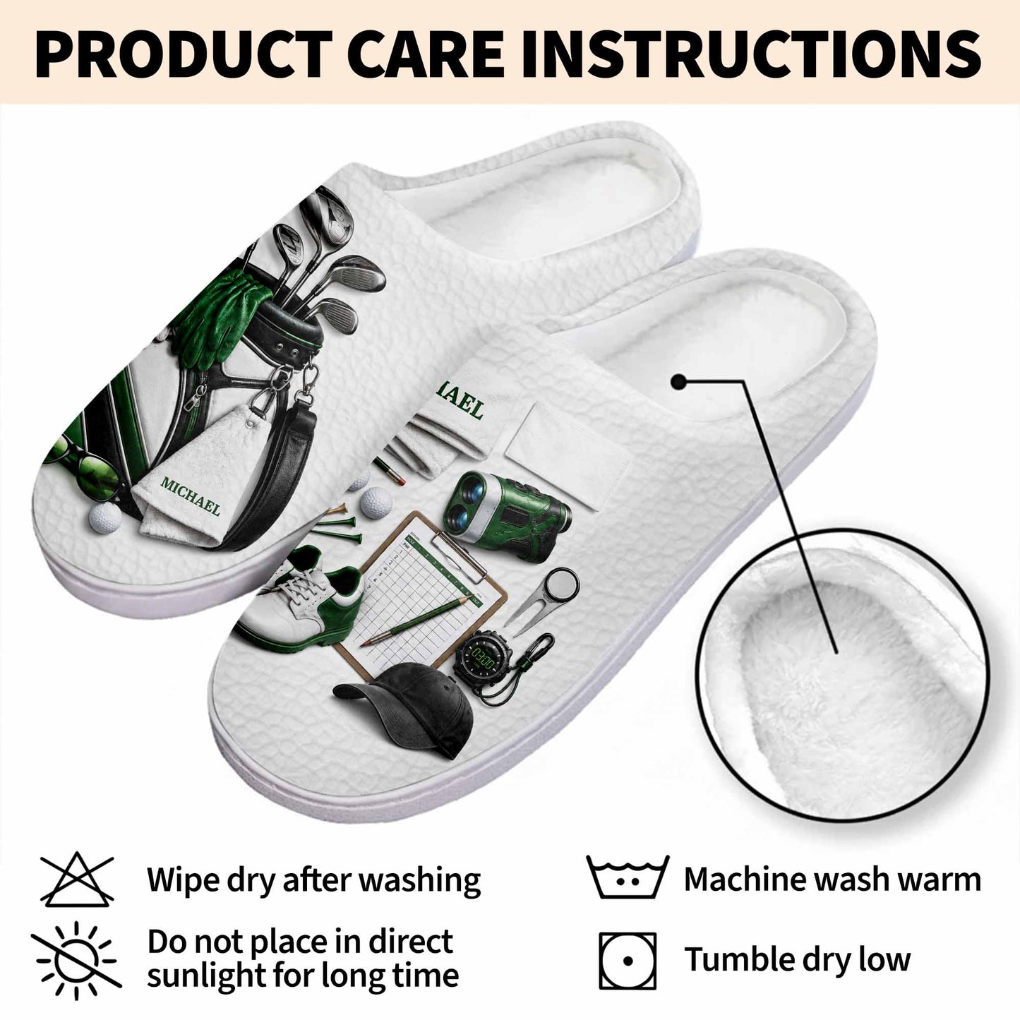 Eat Sleep Golf Repeat With Golf Clubs And Equipment - Personalized Unisex Slippers - GOLF012_SLIP