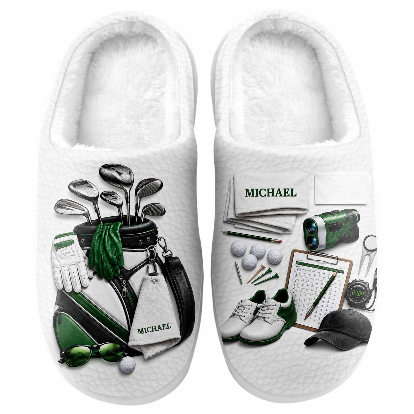 Eat Sleep Golf Repeat With Golf Clubs And Equipment - Personalized Unisex Slippers - GOLF012_SLIP
