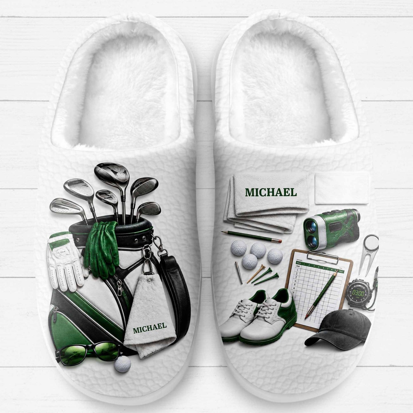 Eat Sleep Golf Repeat With Golf Clubs And Equipment - Personalized Unisex Slippers - GOLF012_SLIP