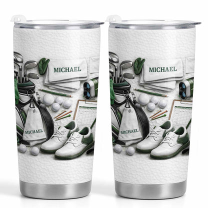 Golf Enthusiast Personalized Tumbler Featuring Clubs and Balls - Personalized Custom Stainless Steel Tumbler 20oz 30oz - GOLF012_TB