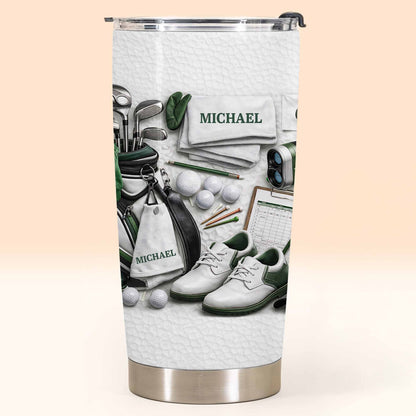 Golf Enthusiast Personalized Tumbler Featuring Clubs and Balls