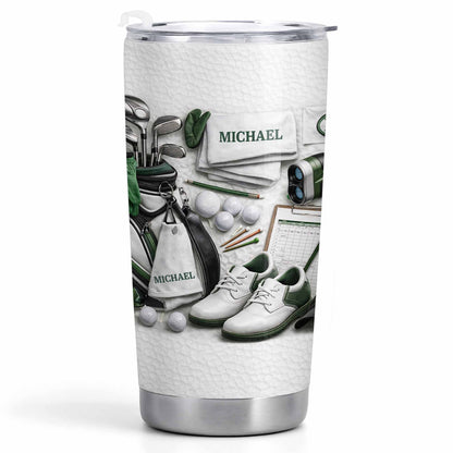 Golf Enthusiast Personalized Tumbler Featuring Clubs and Balls