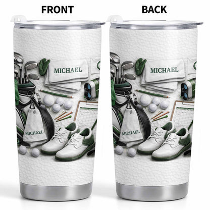 Golf Enthusiast Personalized Tumbler Featuring Clubs and Balls