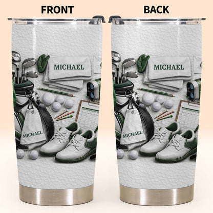 Golf Enthusiast Personalized Tumbler Featuring Clubs and Balls