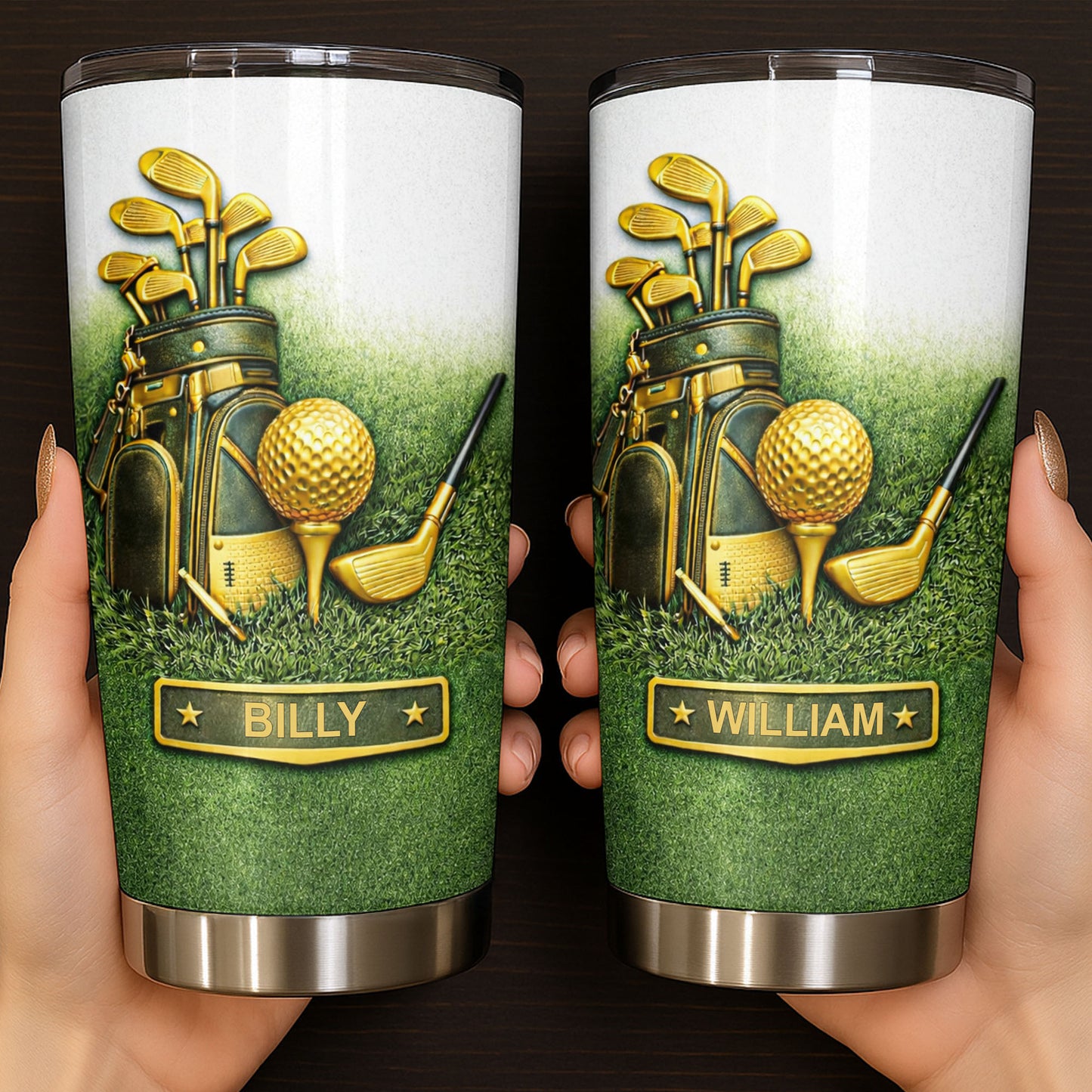 Customizable Golf-Themed Tumbler With Clubs And Ball