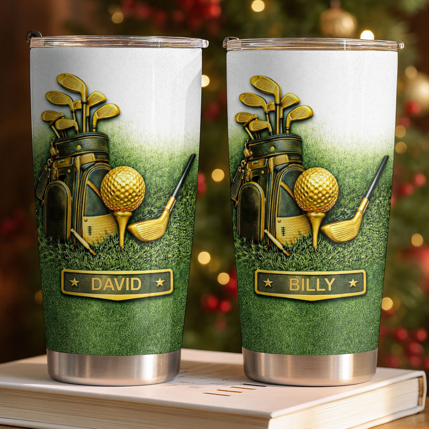 Customizable Golf-Themed Tumbler With Clubs And Ball