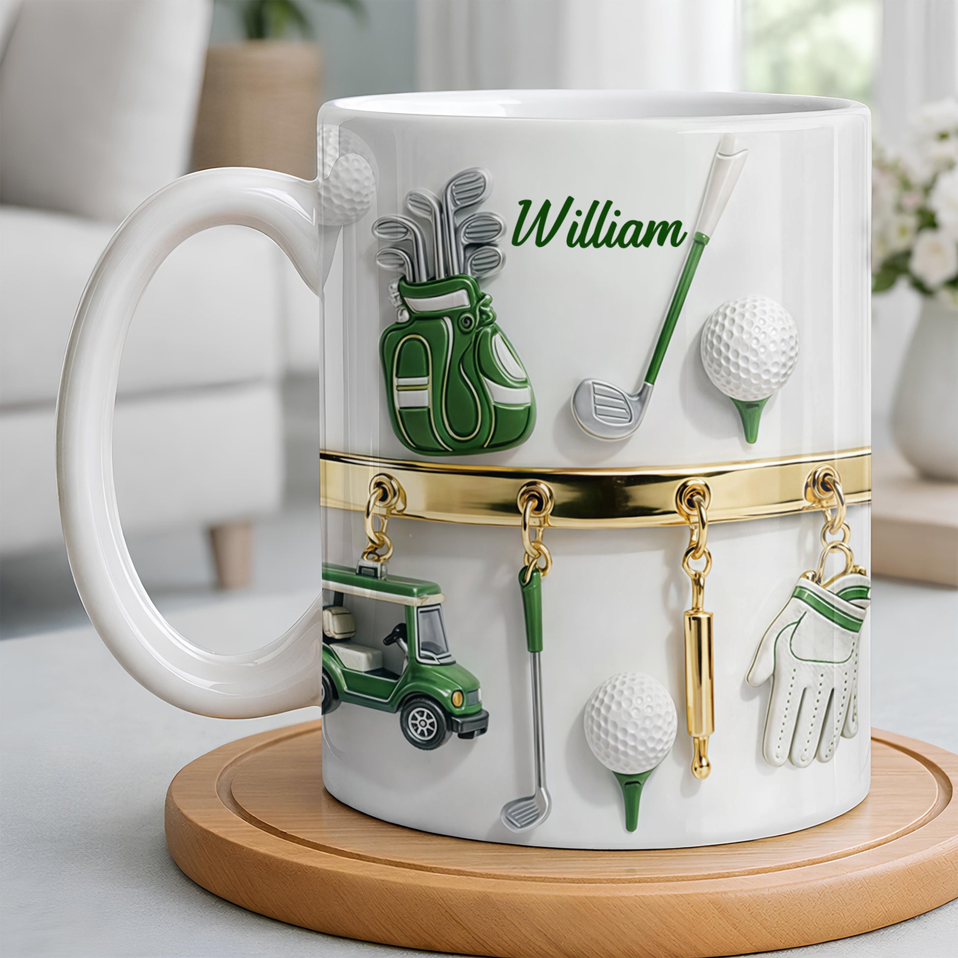 Customized Name, Golf Bag, Clubs, Balls, And Cart