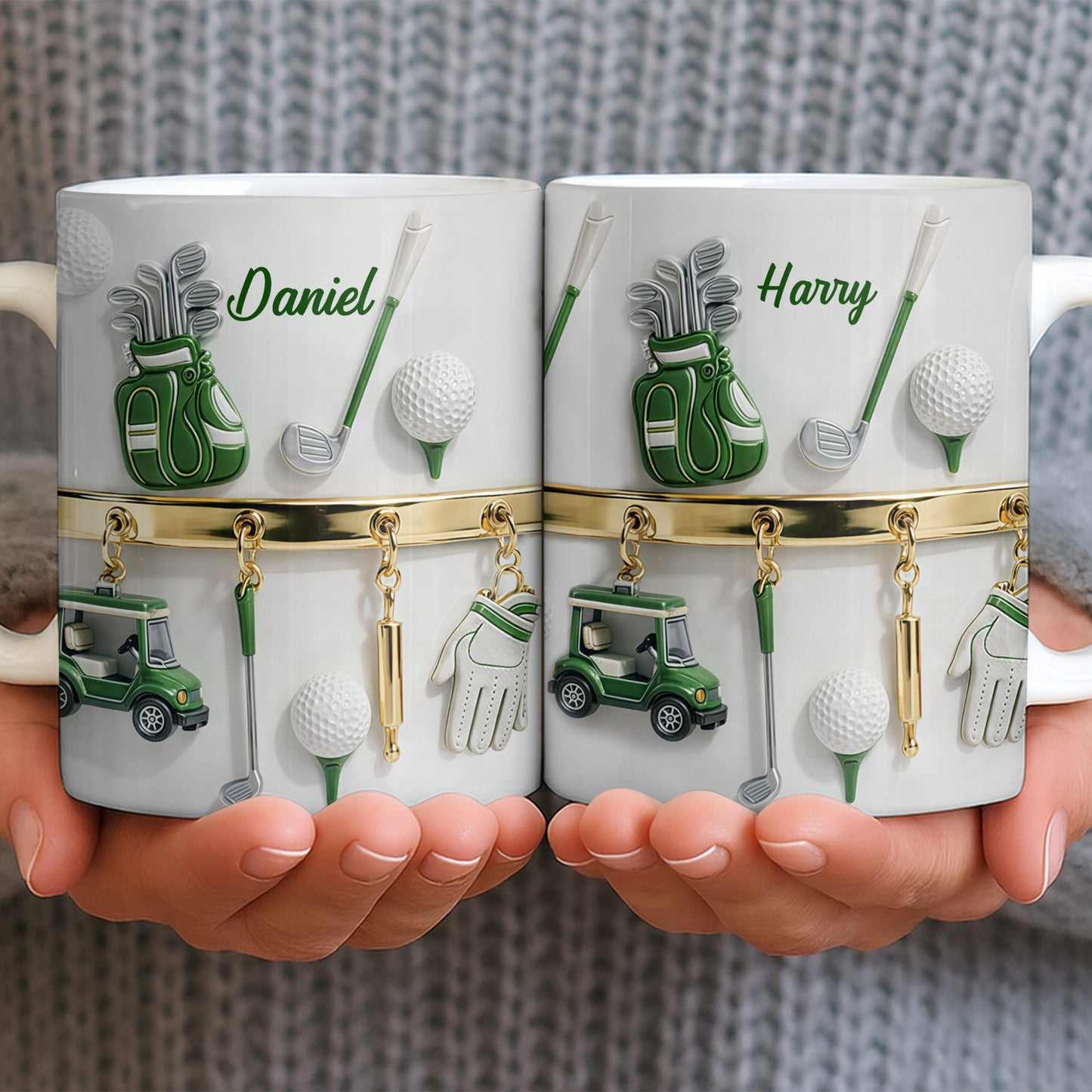 Customized Name, Golf Bag, Clubs, Balls, And Cart