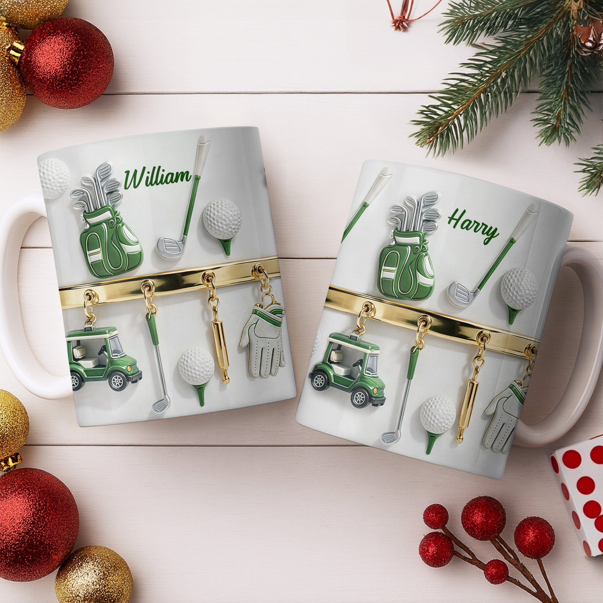 Customized Name, Golf Bag, Clubs, Balls, And Cart