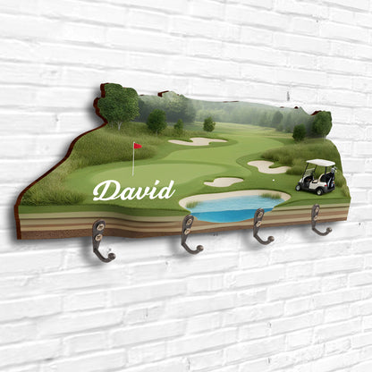 Master Of The Green Golf Course With Golf Cart And Flag