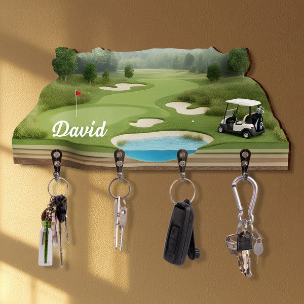 Master Of The Green Golf Course With Golf Cart And Flag