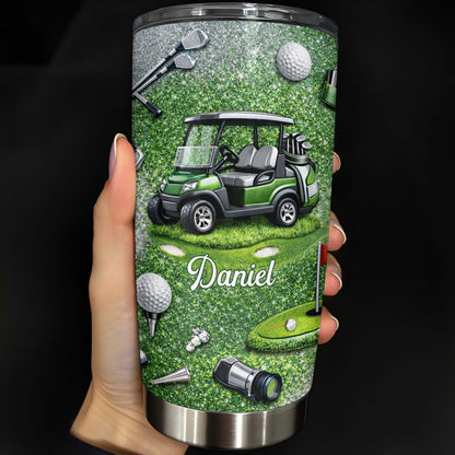 Eat Sleep Golf Repeat With Golf Cart And Clubs