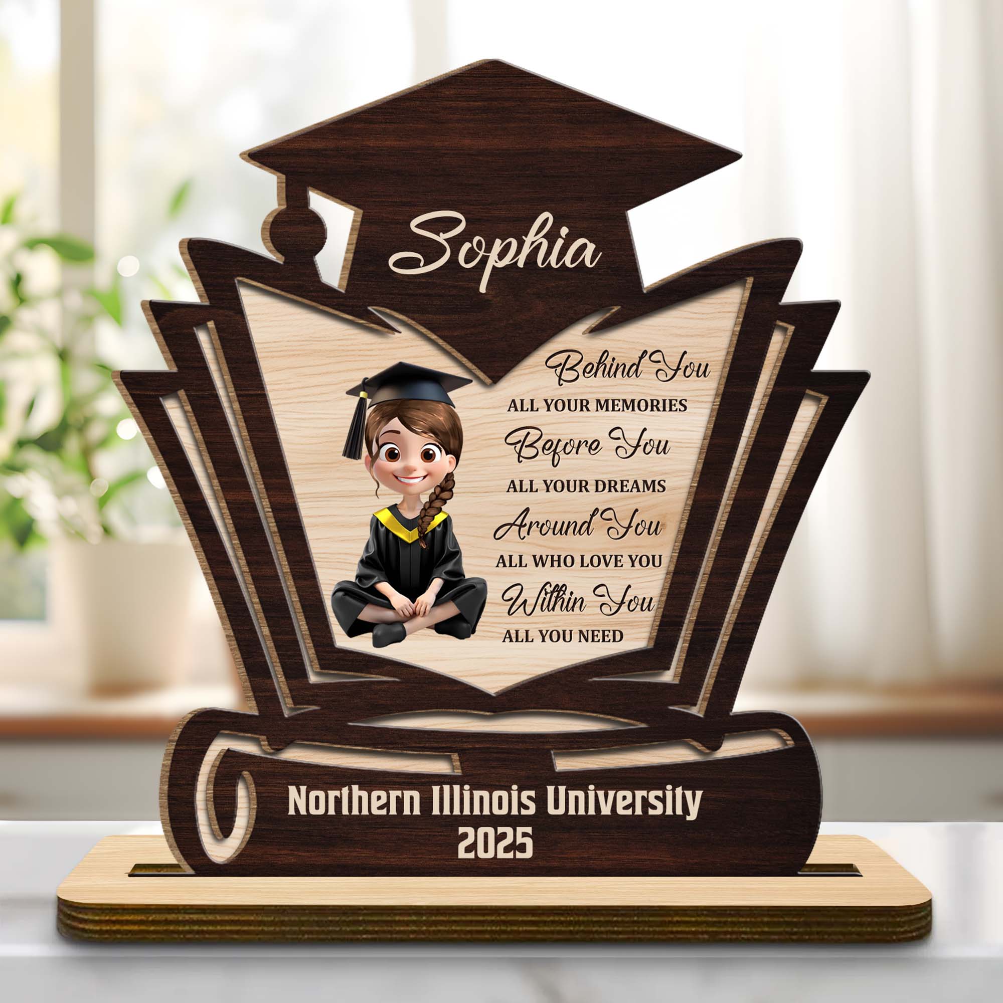 Grad Plaque Behind You All Your Memories, Graduate And Graduation Cap, Personalized ...