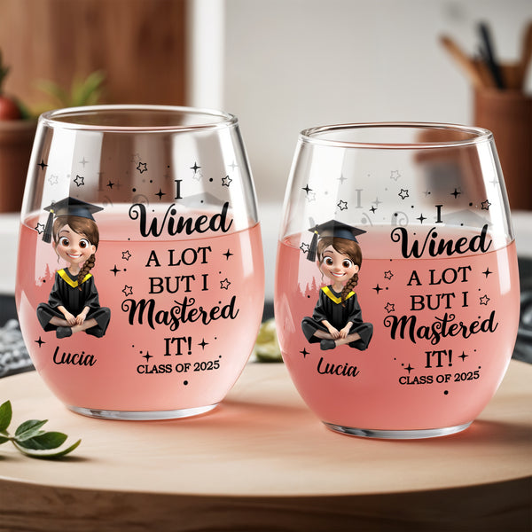 Wined A Lot But I Mastered IT! Graduation Cap and Stars