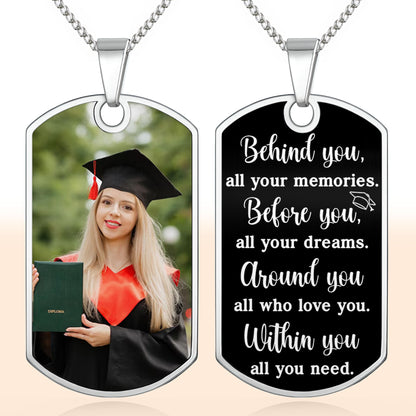 Customizable Graduation Cap And Diploma Dog Tag Necklace