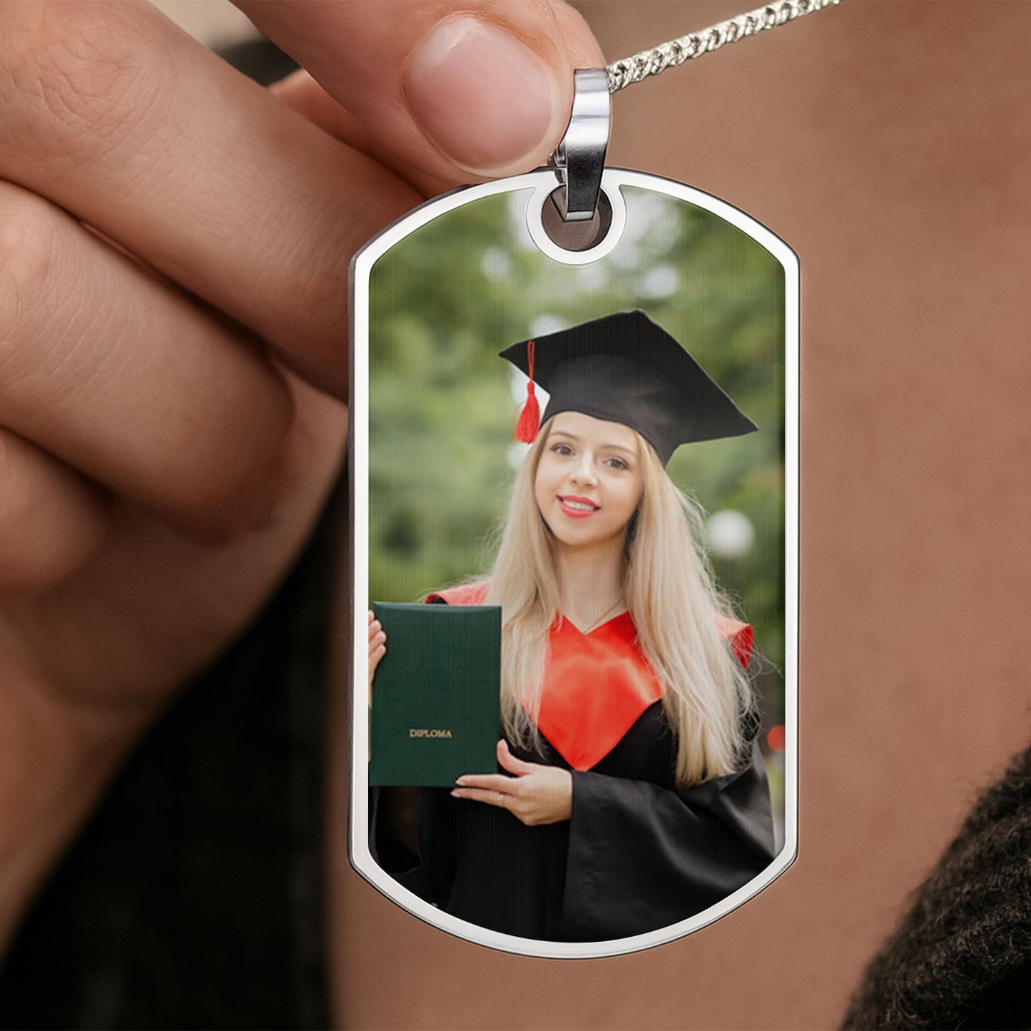Customizable Graduation Cap And Diploma Dog Tag Necklace