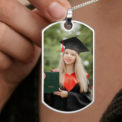 Customizable Graduation Cap And Diploma Dog Tag Necklace