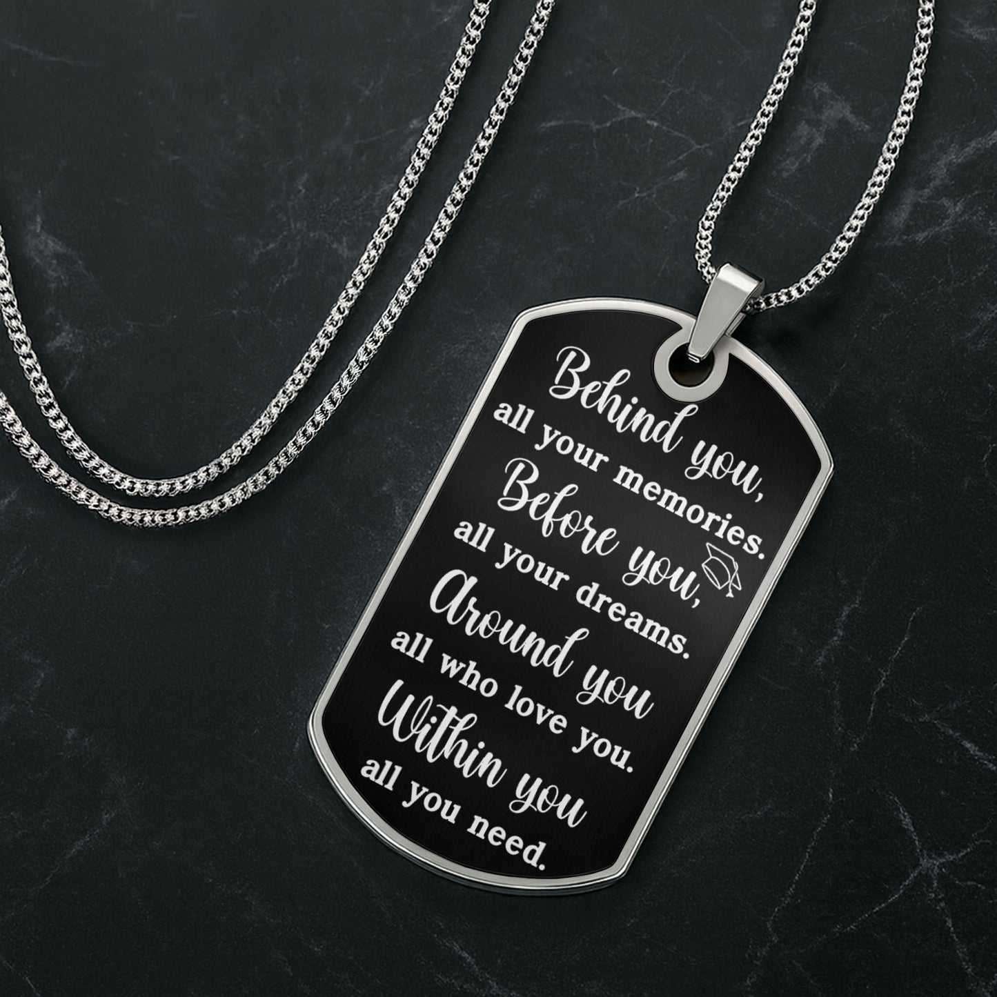 Customizable Graduation Cap And Diploma Dog Tag Necklace