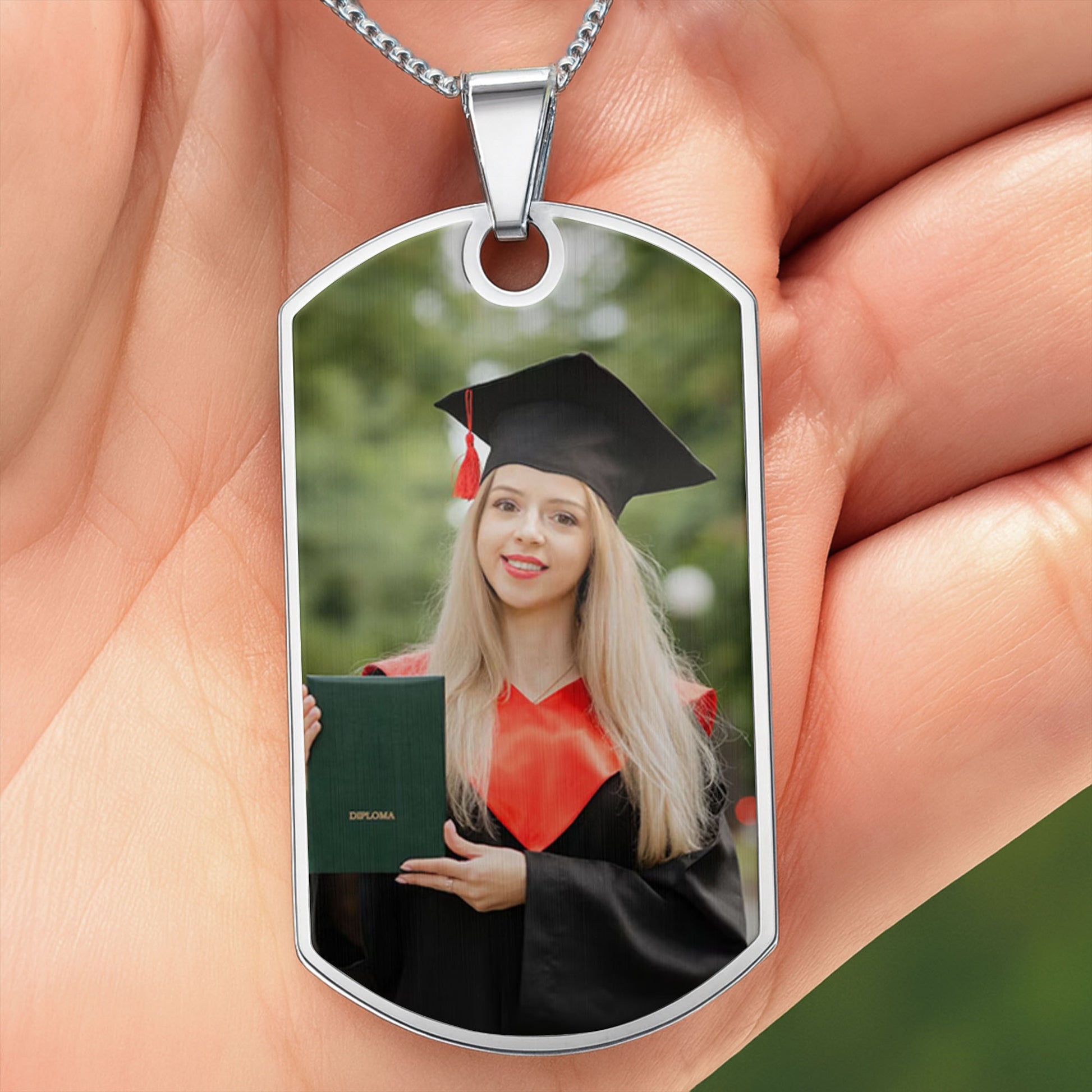 Customizable Graduation Cap And Diploma Dog Tag Necklace