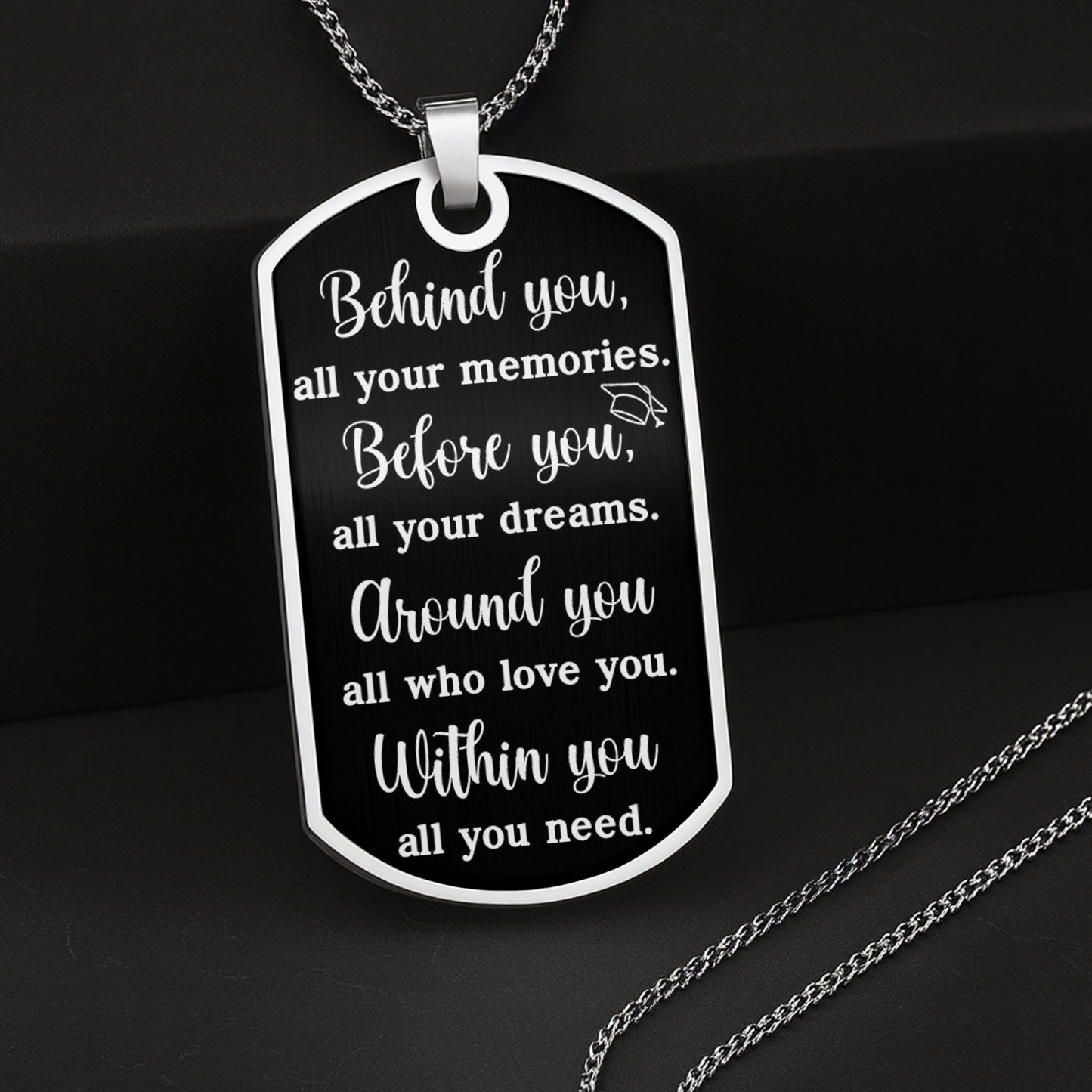 Customizable Graduation Cap And Diploma Dog Tag Necklace