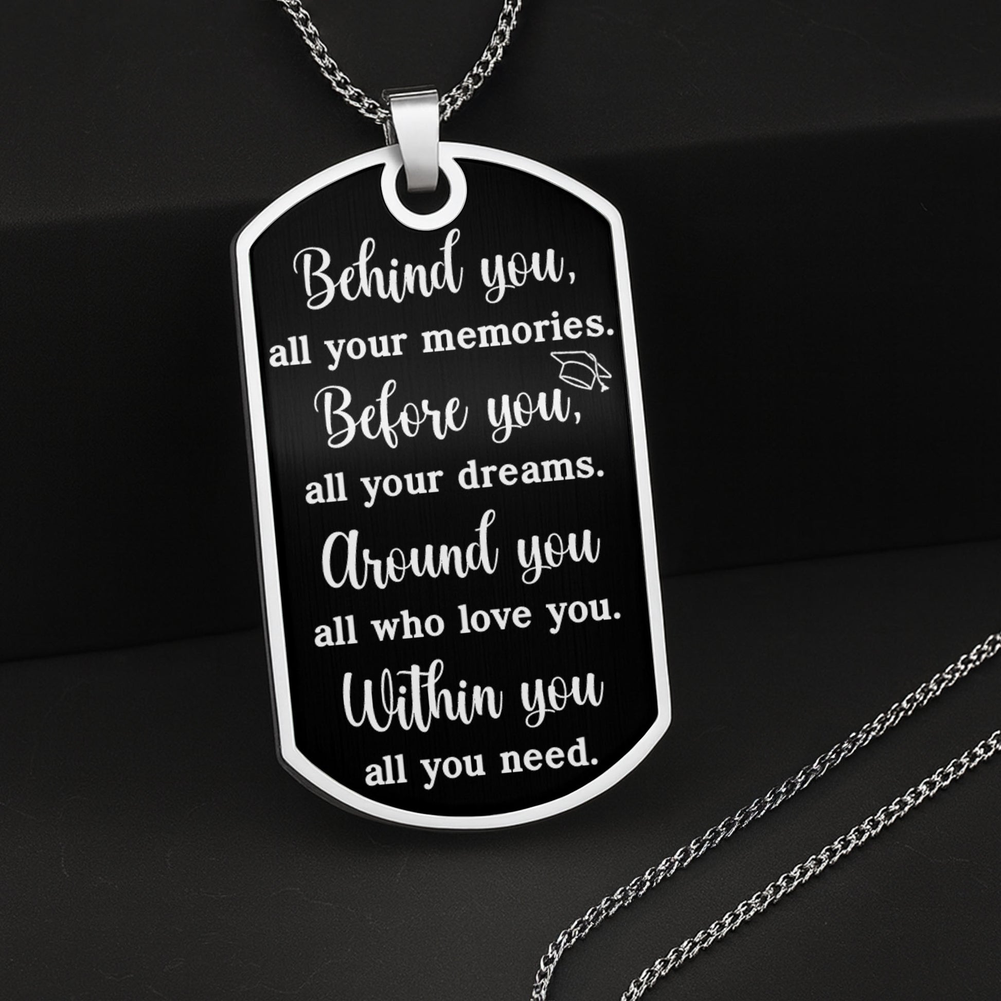 Customizable Graduation Cap And Diploma Dog Tag Necklace