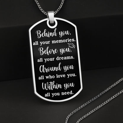 Customizable Graduation Cap And Diploma Dog Tag Necklace
