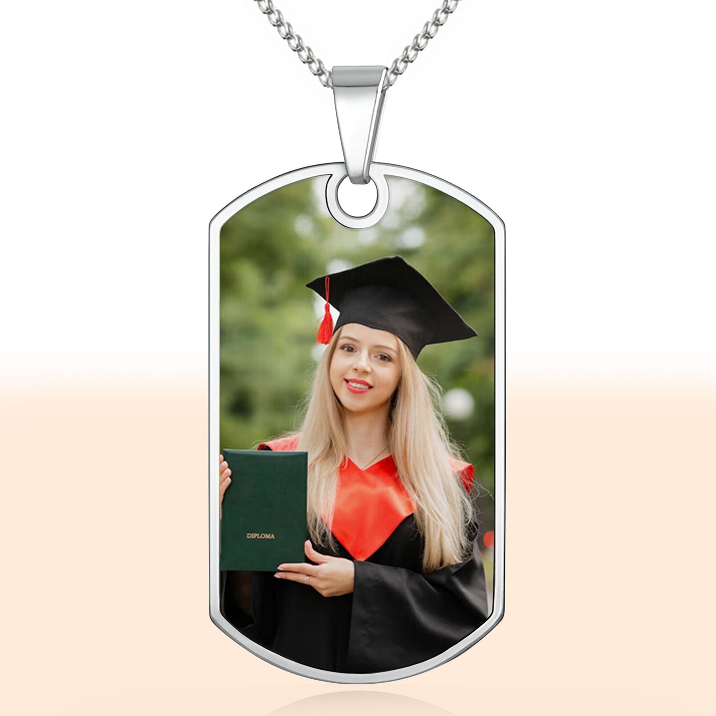 Customizable Graduation Cap And Diploma Dog Tag Necklace