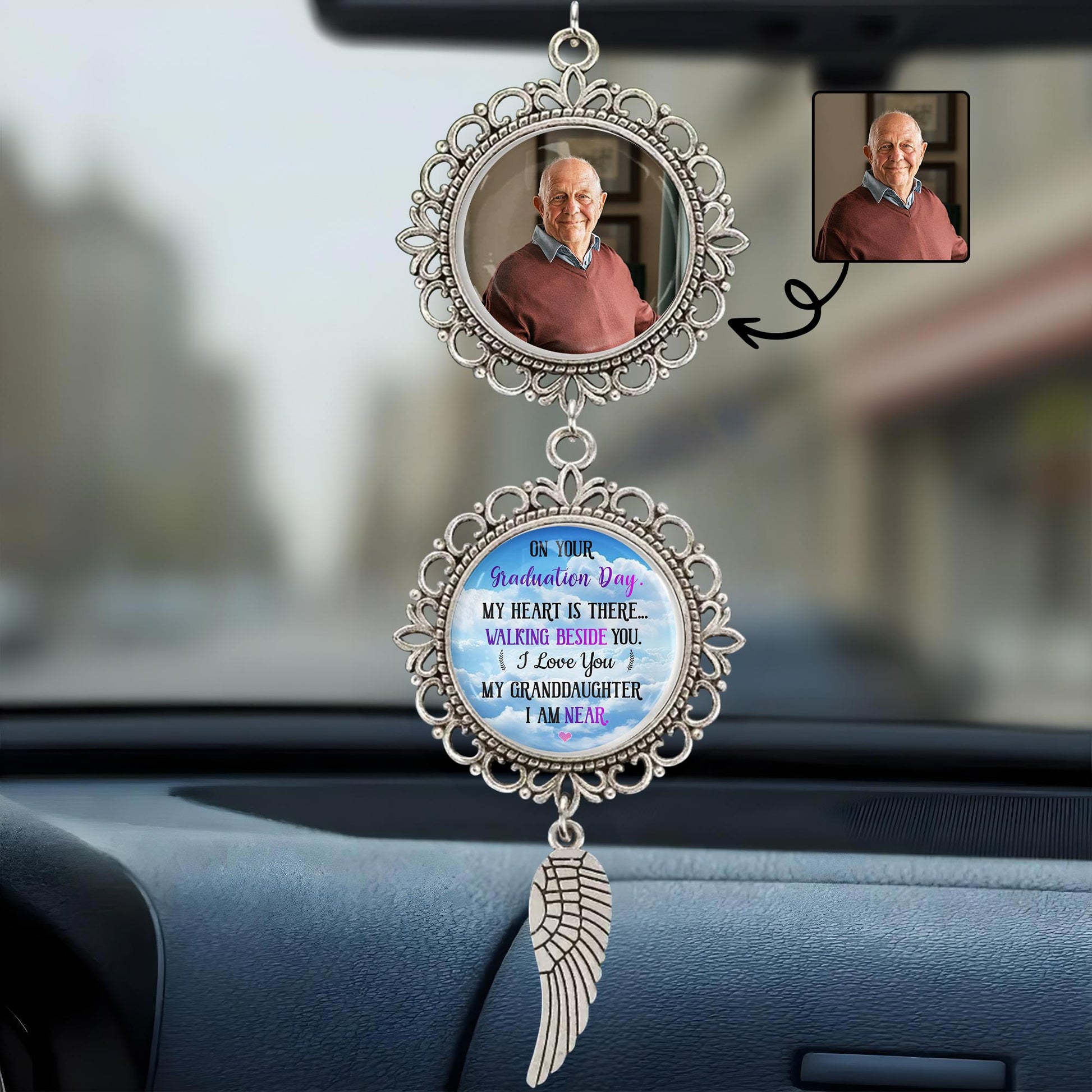 On Your Graduation Day, My Heart Is There, Angel Wing And Pendant Charm