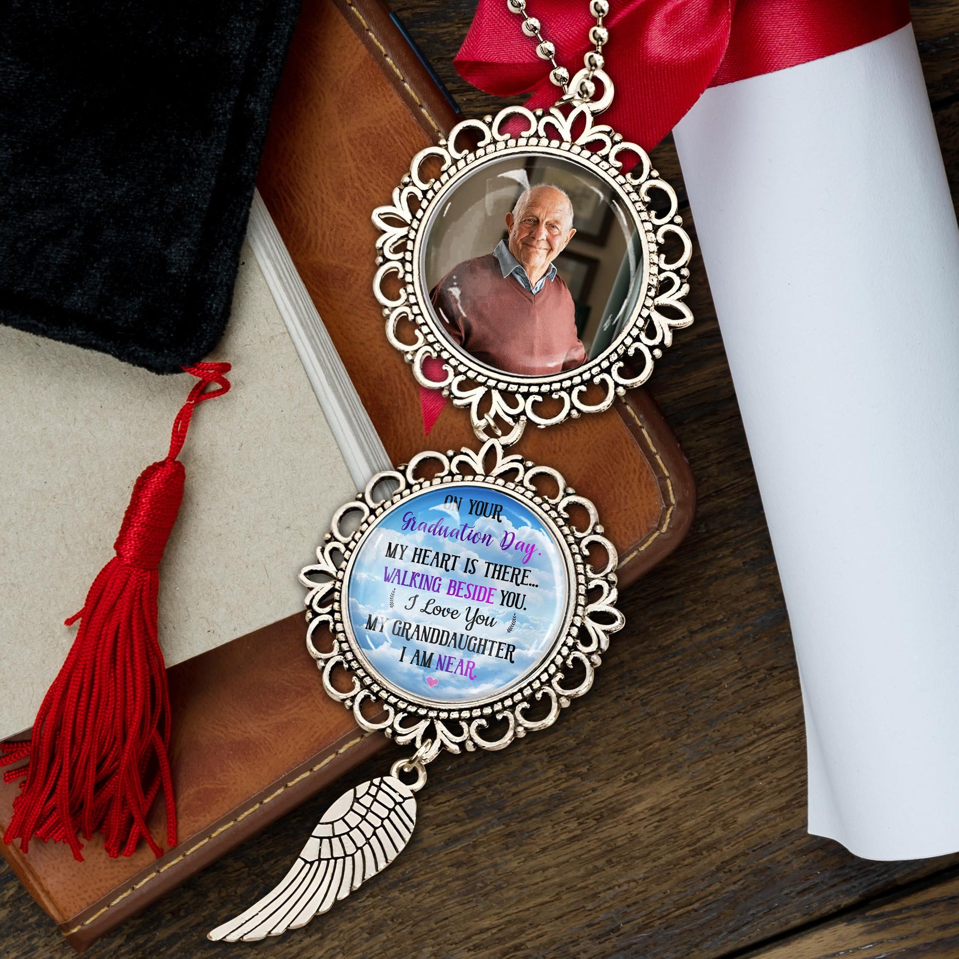 On Your Graduation Day, My Heart Is There, Angel Wing And Pendant Charm