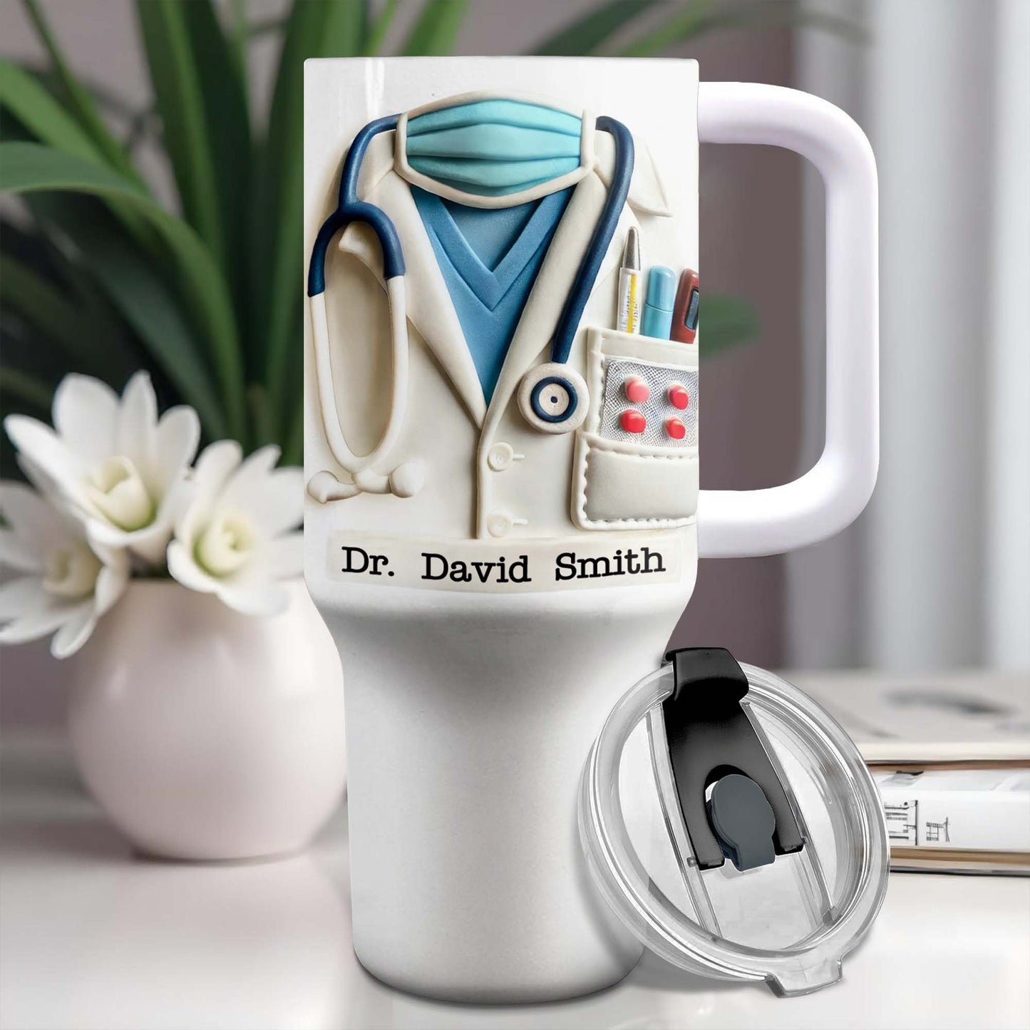 Stethoscope And Lab Coat Design Tumbler