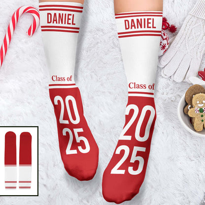 Celebrating Class Of 20XX, Striped Custom Socks