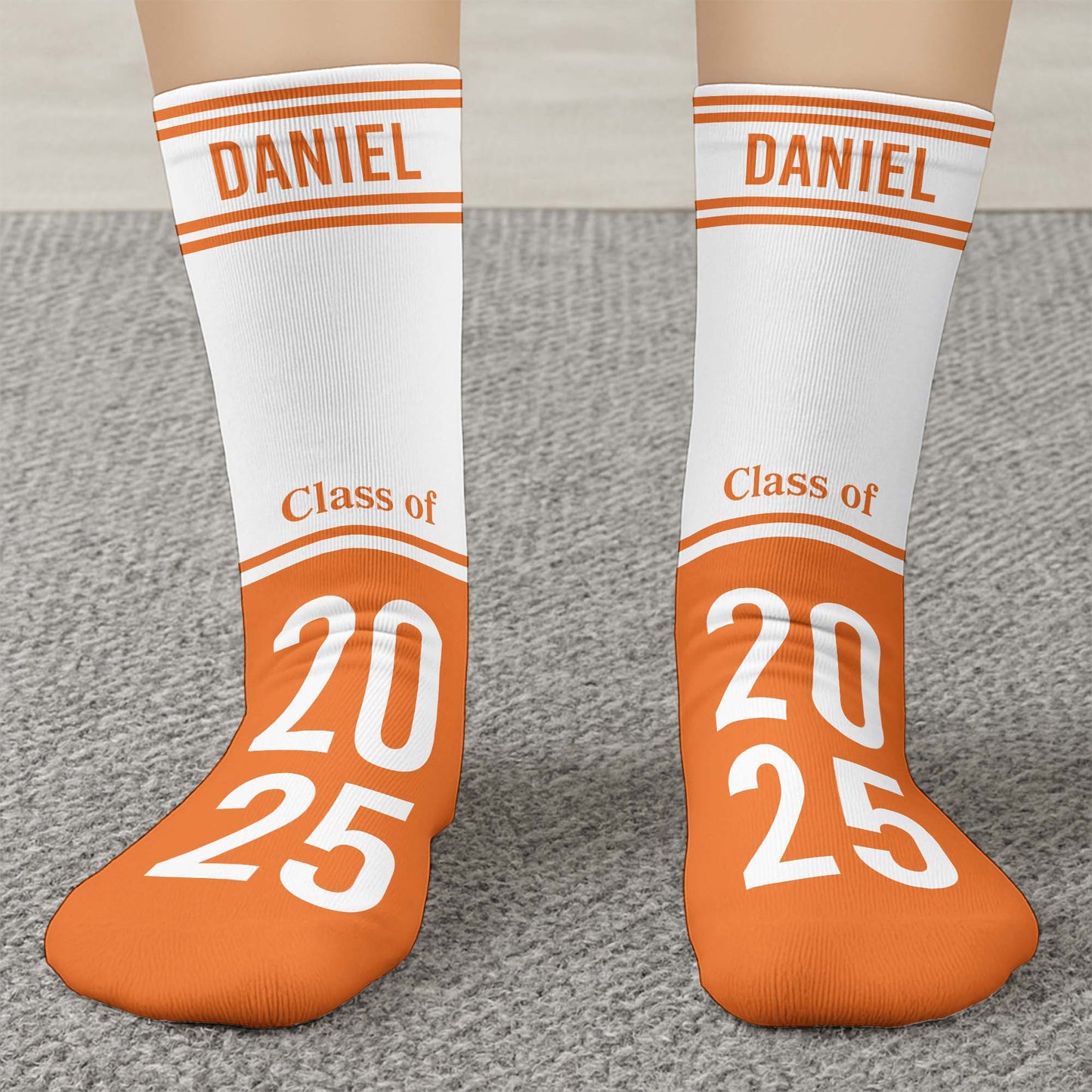Celebrating Class Of 20XX, Striped Custom Socks